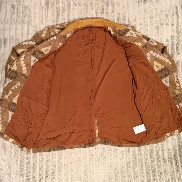 Miss Me Southwestern Tribal Aztec Blazer Brown Faux Suede Trim XL MJ0716L - Image 7