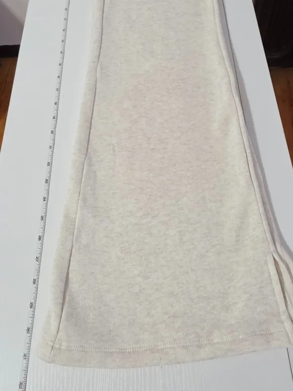 VS PINK Campus Fleece Foldover Flare Sweatpants - Natural Heather - Size S/R - Image 8