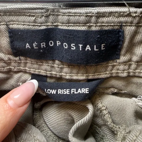 Aeropostale‎ Womens Low Rise Flare Pants Olive Green Cotton Tencel Sz 0 Y2K Boho - Image 2