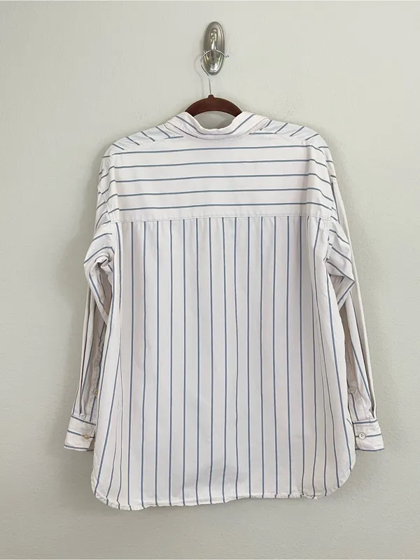 Aritzia Wilfred Organic Cotton‎ Relaxed Striped Poplin Button-Up Shirt Size XS - Image 6