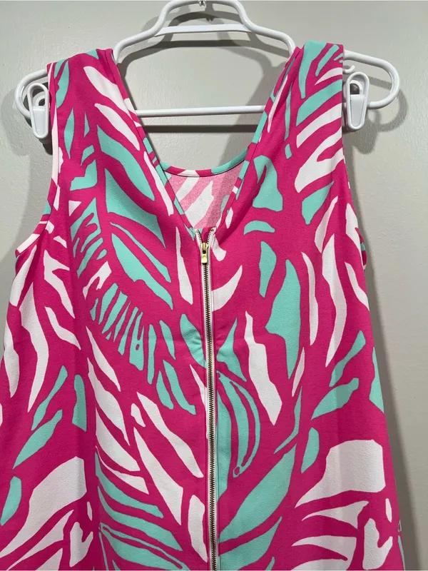 Lilly Pulitzer Sabrina Pink & White Sleeveless Shift Dress Size Medium - Image 6
