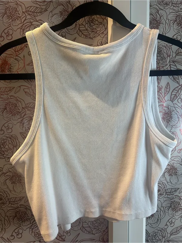 Women’s White Ribbed Cropped Tank Top - H&M - Image 3