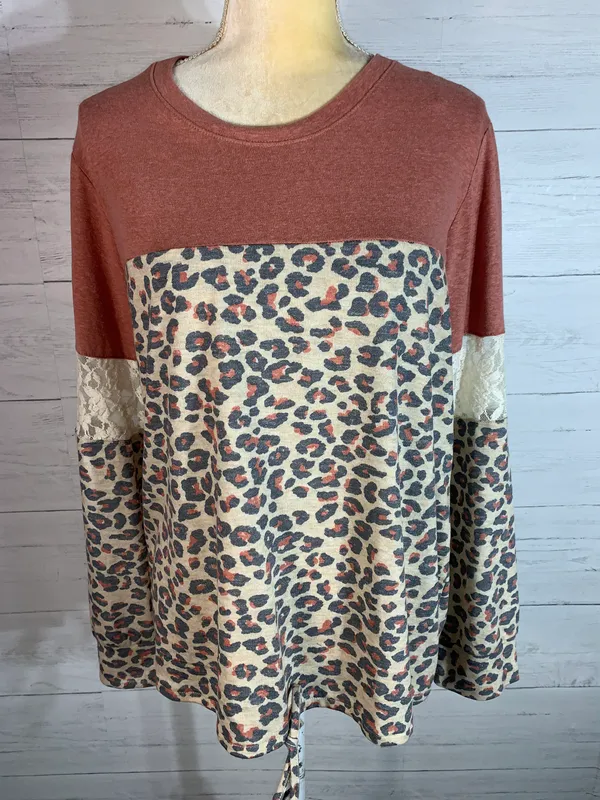Jolt colorblock animal print lace pullover size XL womens - Image 2