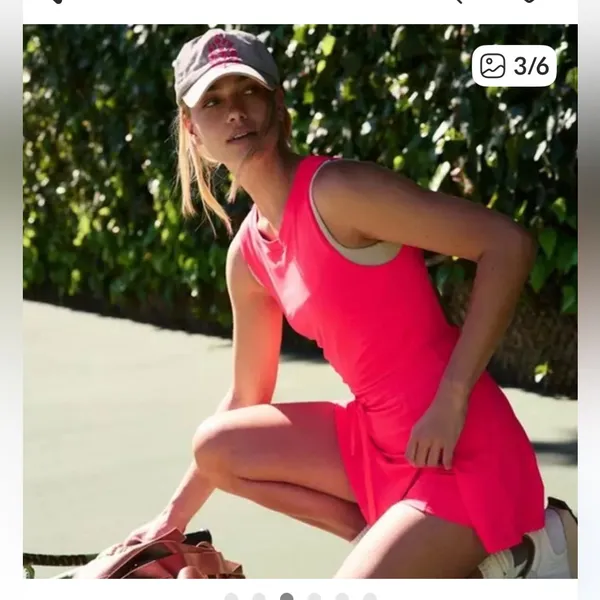 Free people Movement Easy Does It Dress active cutout mini tennis logo $98 pink - Image 4