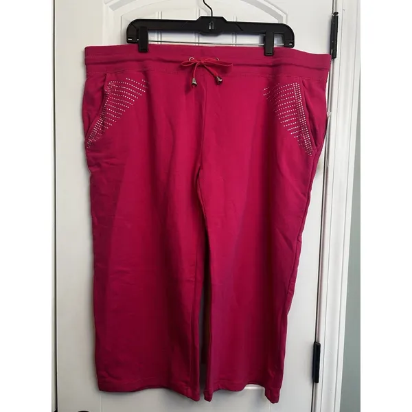 Active USA NYL New York Laundry Pink Rhinestone Capri Lounge Pants 2X NWT Plus Size - Image 11