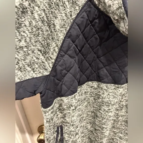 Abercrombie & Fitch Women Blue‎ Quilted Snap Mock Neck Fleece Pullover Jacket M - Image 5