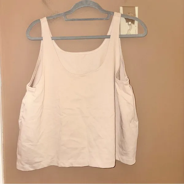 Nike Cropped Flowy‎ Embroidered Swoosh Active Tank Tan Beige large - Image 2