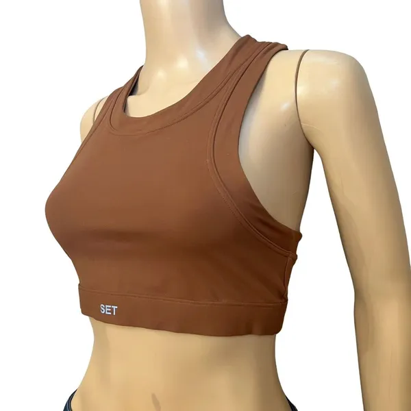 Set Active Longline Sports Bra High Neck Racerback Crop Top - Image 2