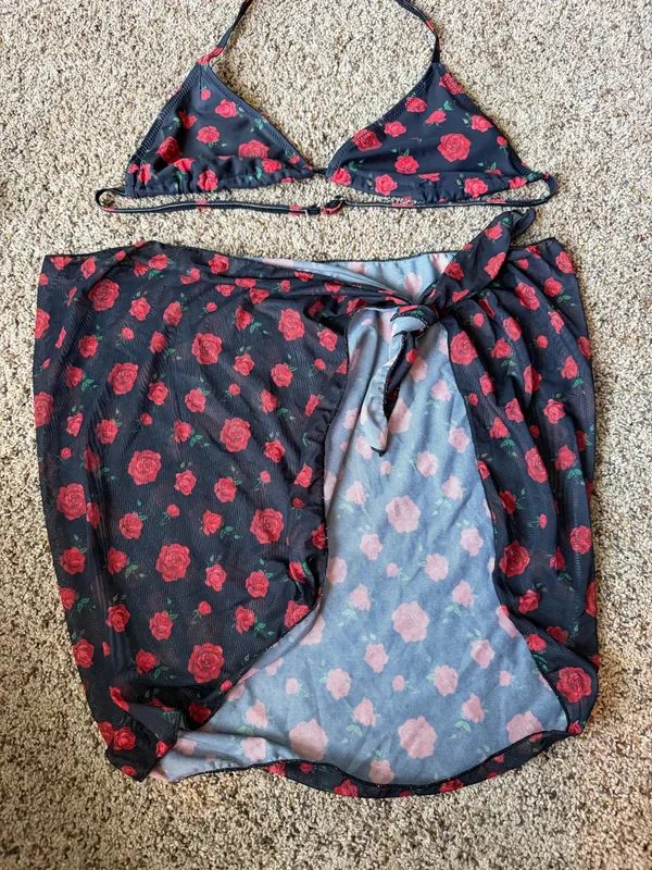 Rose bikini set with skirt Blue Size M - Image 5