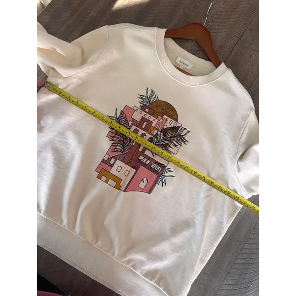 Bohme Graphic Crewneck Pullover Sweatshirt Ivory Cotton Women’s size Large - Image 8
