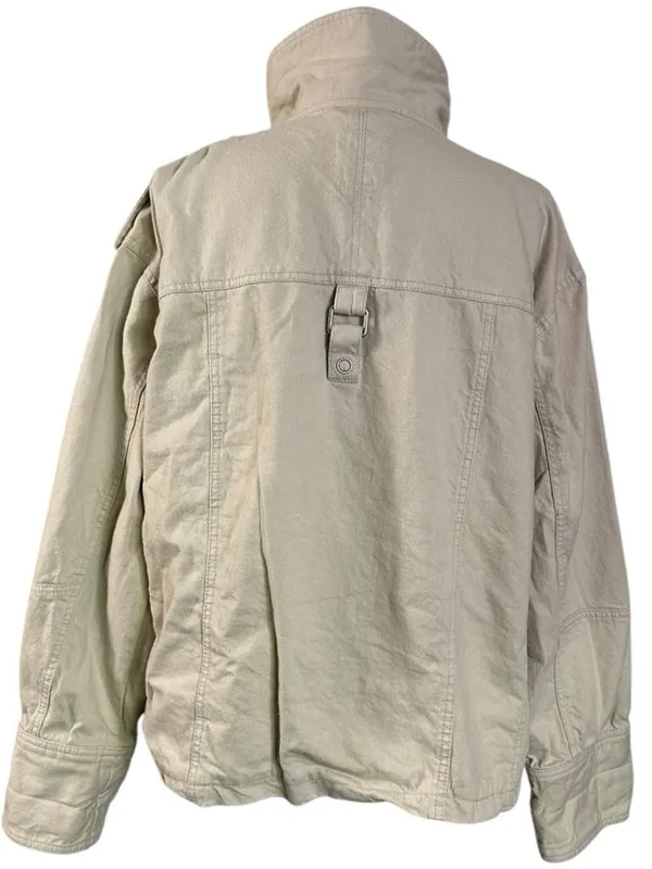 Free People Bohemian Kali Washed Utility Military Canvas Jacket Oat Large - Image 13
