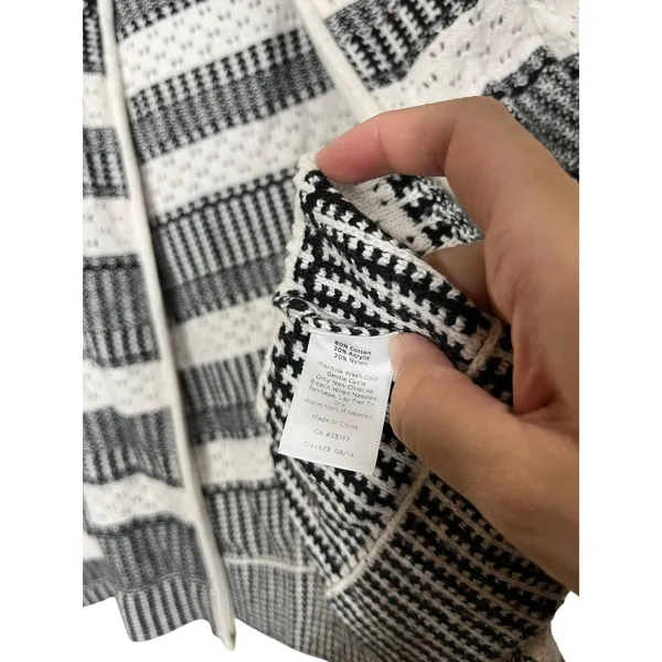 Talbots Cardigan Sweater Womens Small‎ Black White Striped Zip Up Knit - Image 7