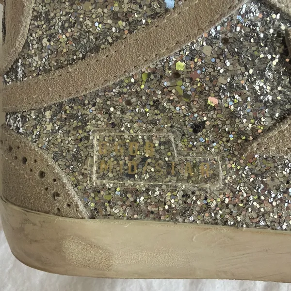 Golden Goose Mid-Star Glitter Sneakers Silver - Image 3