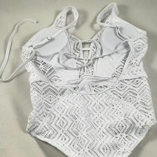 MD White Crochet Floral Swimsuit - Image 4