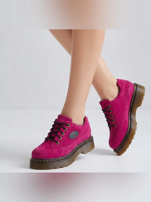 DR MARTENS Buzz 5I fuchsia leather platform lace up oxford’s shoes women’s 7 new - Image 9