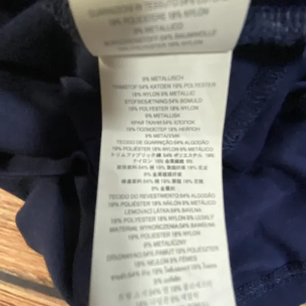 Michael Kors Navy Blue Flared Dress Size Small Short Sleeve Gold Trim - Image 6
