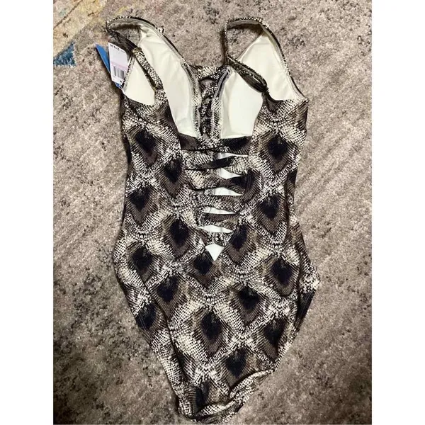 New. BLEU Rod Beattie snake print plunge swimsuit. Size 6. Retails $119 - Image 7