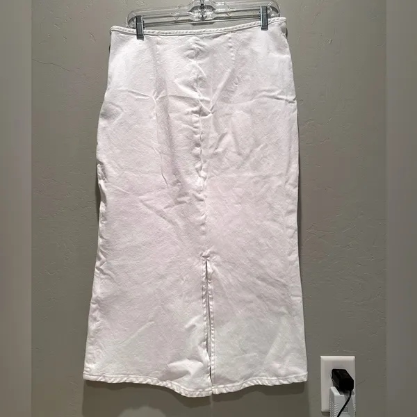 Le Jean White Denim‎ Colette Midi Skirt Size Medium - Image 4