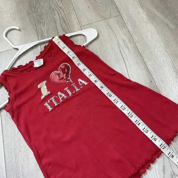 Italia Tank Top cotton sequin ruffle womens Red (size 2) blokecore euro y2k vtg - Image 6