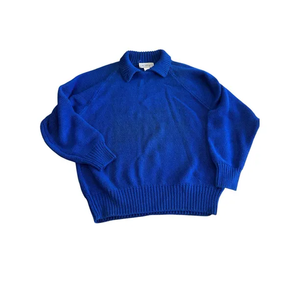 Vintage GAP Royal Blue Shaker Knit Sweater Button Neck Women’s size Medium 80s - Image 13