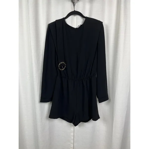 Amanda Uprichard Revolve Black Baldwin Long Sleeve Romper Sz.M - Image 6
