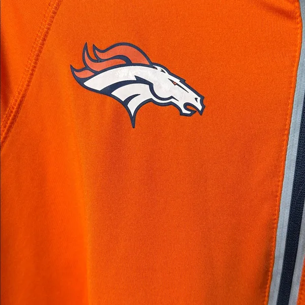 NFL team apparel Broncos orange quarter zip pull over shirt sz Lg - Image 3