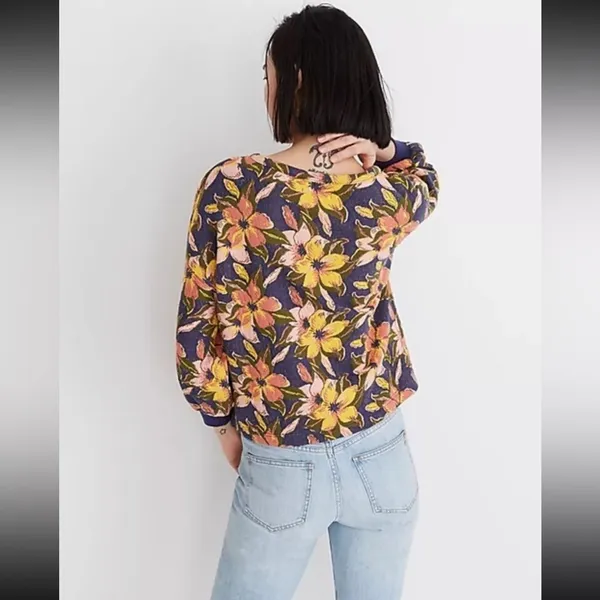 Miles By Madewell Island Magnolias Jacquard Sweatshirt M - Image 12
