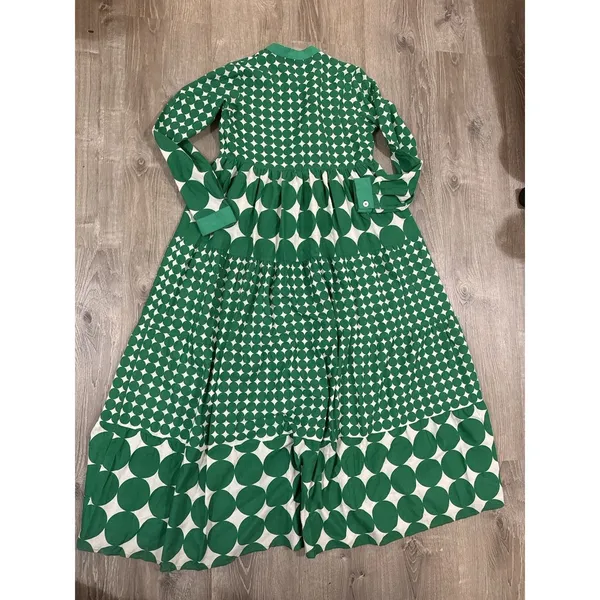 SAHRAAFRA 36 Green Polka Dot Maxi Dress Luxury - Image 3