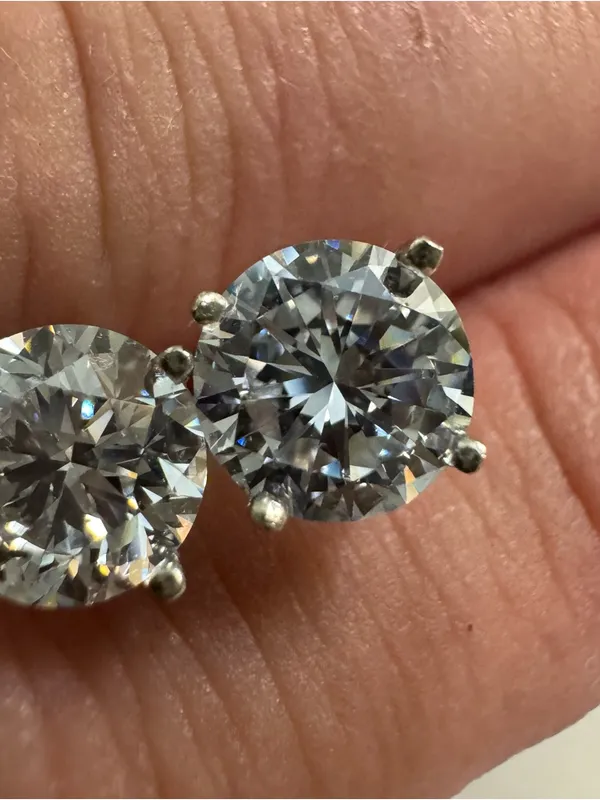 14K White Gold Lab Grown Diamond Stud Earrings - Image 5