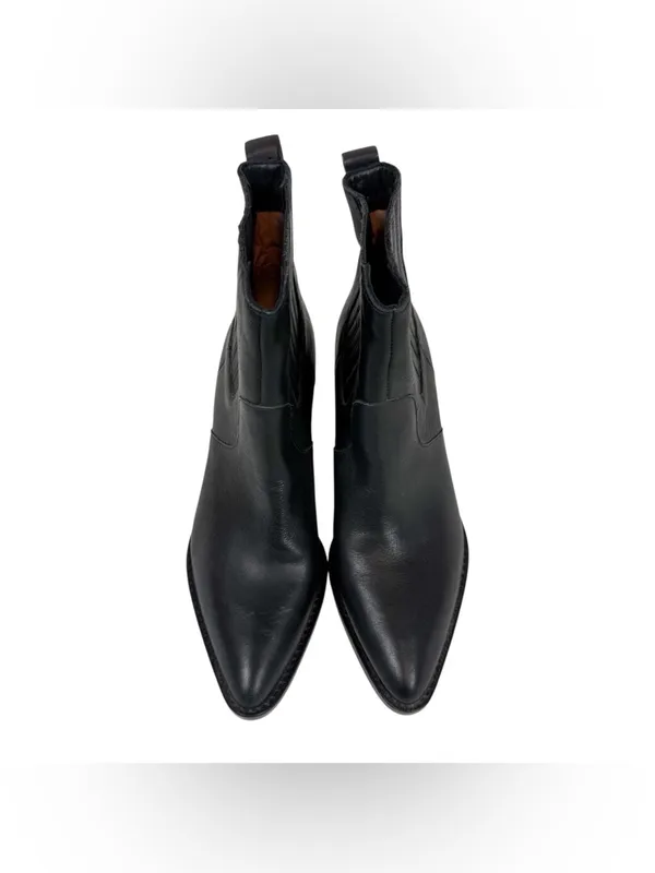 J. Crew Black Leather Point‎ Toe Heeled Chelsea Western Ankle Boots Size 8 - Image 4