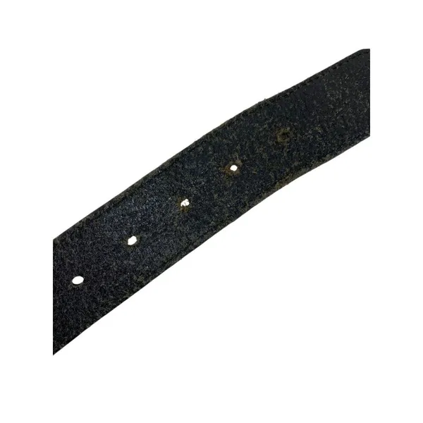 *Black Pebbled Leather Belt Unisex Goth Witchy Whimsigoth Biker Moto Gold Buckle - Image 4