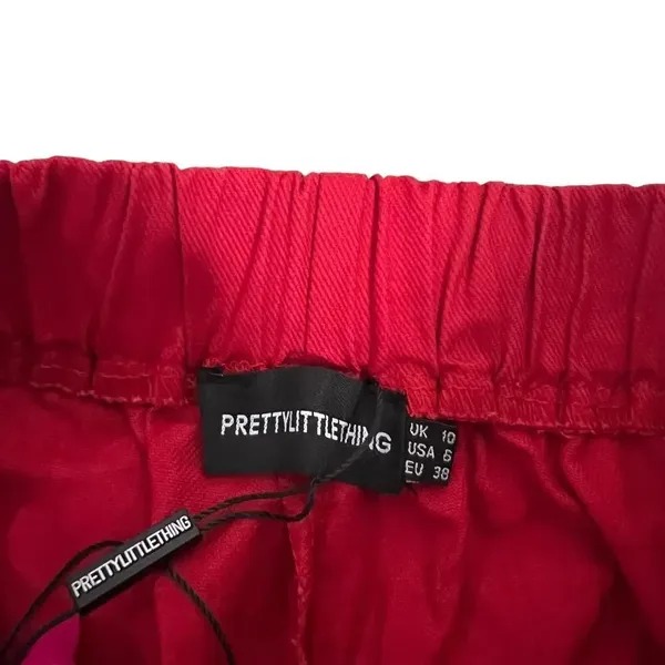 PrettyLittleThing Women's‎ Red Cargo Jogger Pants Size 6 Casual Elastic Waist - Image 5