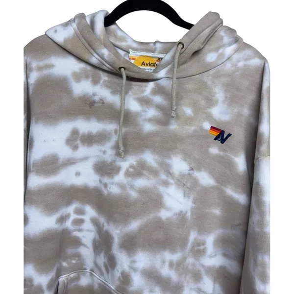 Aviator Nation Hand Dyed Relaxed Pullover Hoodie Sweatshirt Tie Dye Sand Size XL - Image 3