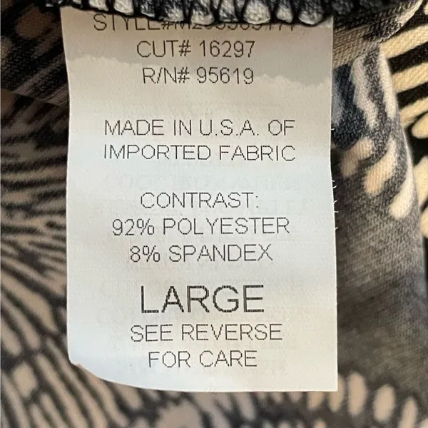 John‎ Paul Richard Faux Wrap Dress Black Cream Abstract Starburst Womens Large - Image 9