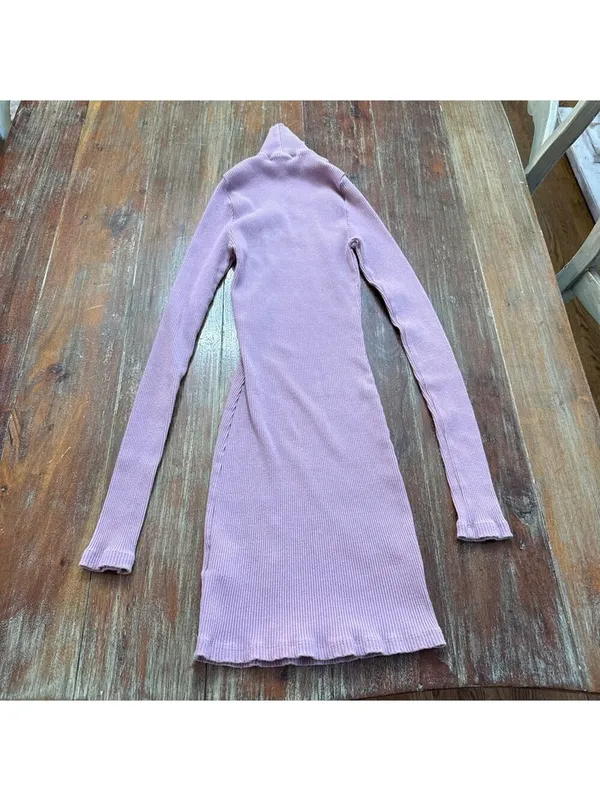 Free People FP Beach Bonfire Ribbed Mini Dress Lilac S - Image 9