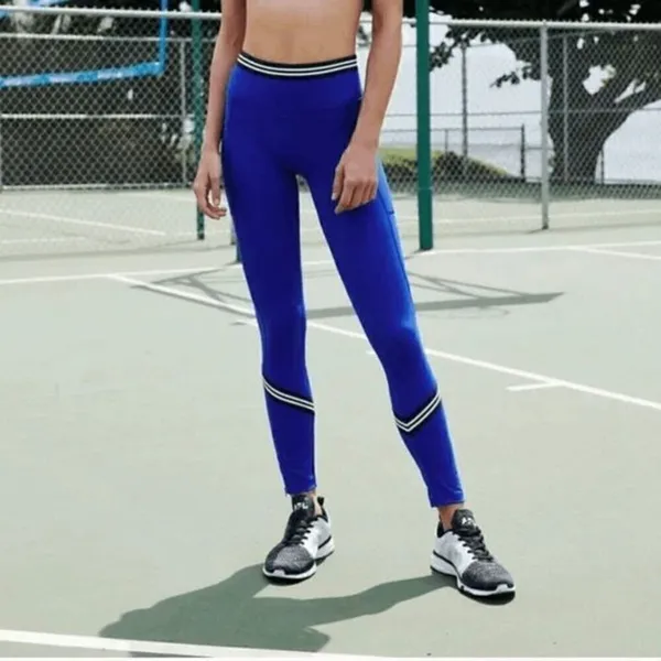 Free People Movement Cobalt Blue Zephyr Striped Leggings Small - Image 11