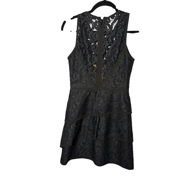 BCBGMAXAZRIA Dress‎ 2 Black Lace Tiered Sleeveless Hanah Cocktail Gothic Chic - Image 2