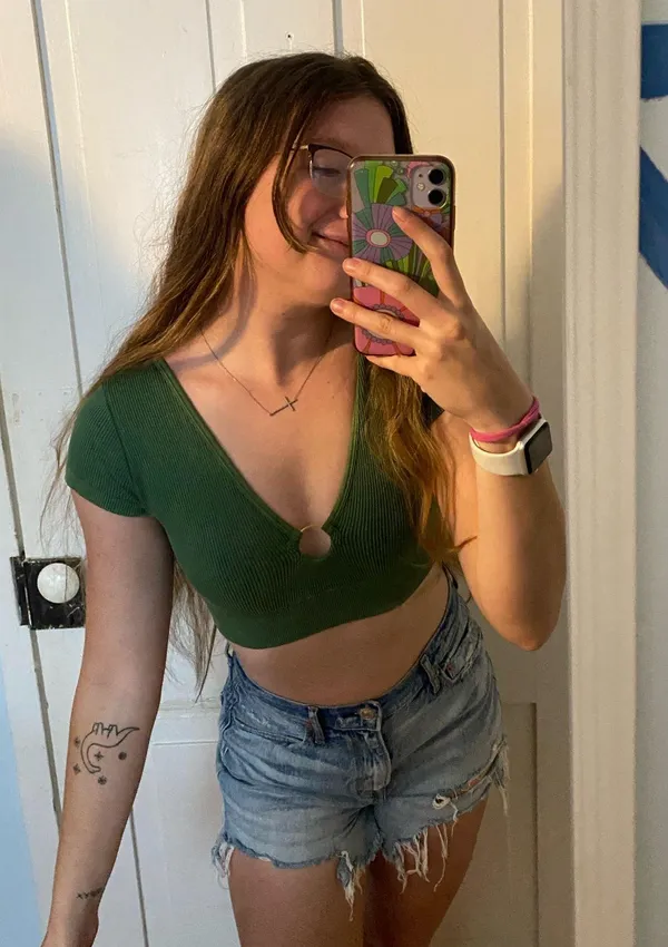 Aerie green ribbed crop top - Image 2