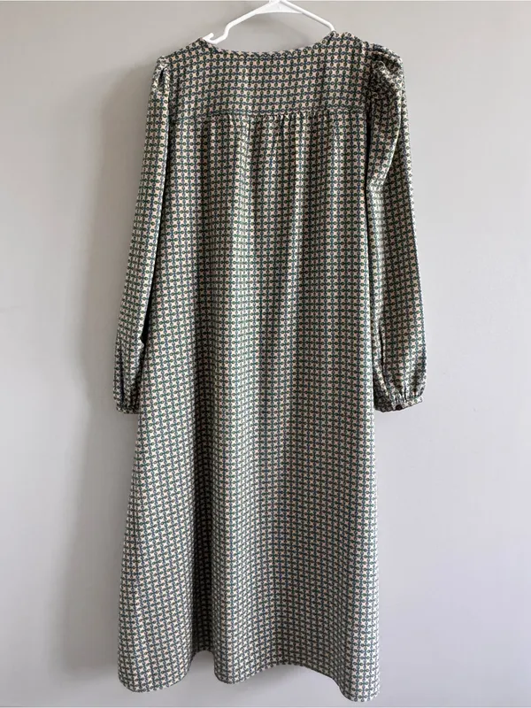 Ann‎ Taylor Geometric Print Midi Dress Large Long Sleeve Boho - Image 3