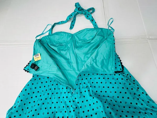 Disney torrid Teal Polka Dot Dress with Black Accents - Image 4