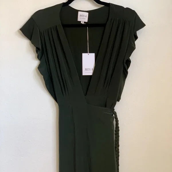 NWT MISA Los Angeles Irina Rope Belt‎ Dress in Olive Green - Image 5