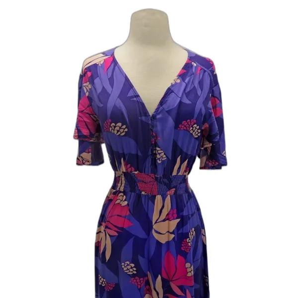 Anthropologie Abel The Label Maxi Dress XS Smocked Tiered Ruffle Flutter Coastal - Image 3