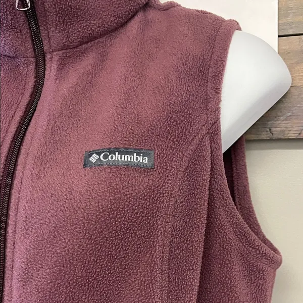 Columbia Mauve Sleeveless Mock Neck Zip-Up Pockets Fleece Vest Medium - Image 4