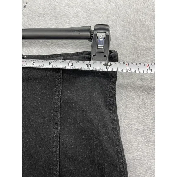 Free People Women's Black Denim Skirt Mini Solid Zipper Back Size 0 - Image 7