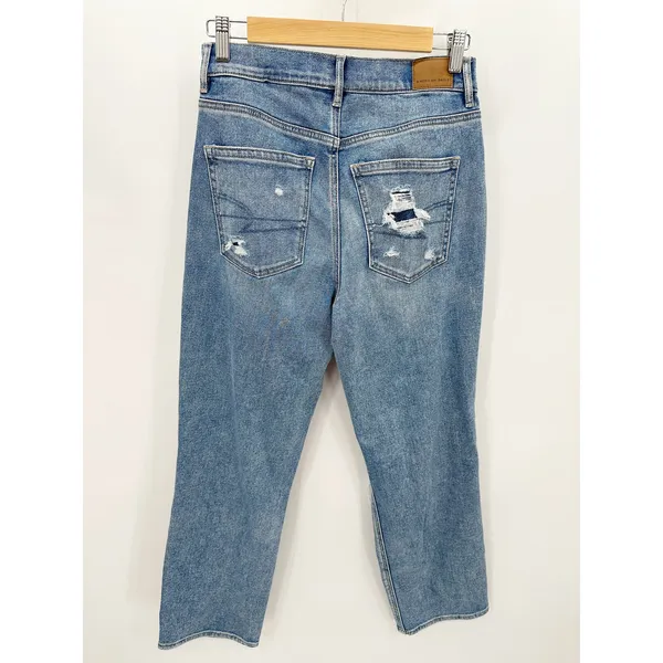 American‎ Eagle Highest Rise 90s Boyfriend Jeans Womens 6R Blue Distressed - Image 2