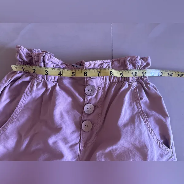 Zara Women's Baggy Rustic Paperbag Lightweight Pants Dusty Pink Button Fly Sz 2 - Image 10