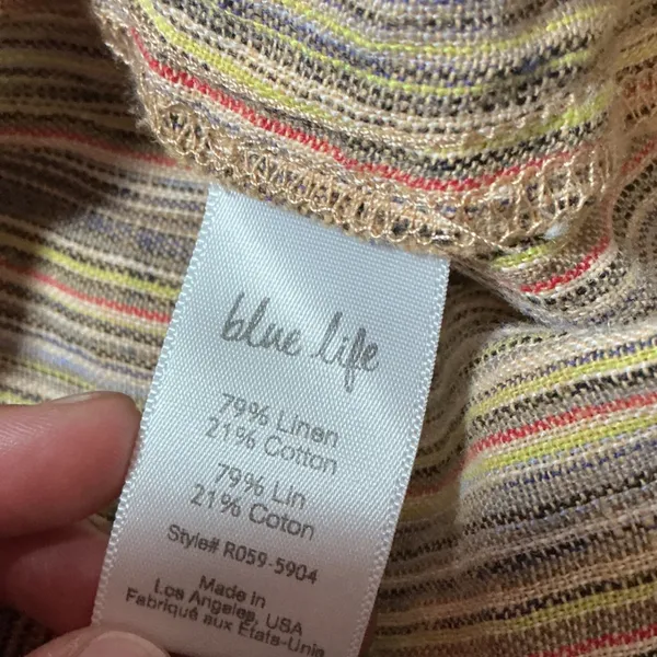 Blue Life‎ Striped Bohemian Coastal Linen Cotton Jumpsuit Wide Leg R059-5904 - Image 4