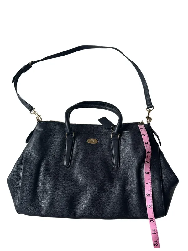 COACH Morgan Luxury Navy Pebbled Leather Satchel Shoulder Bag #F35185 - Image 7