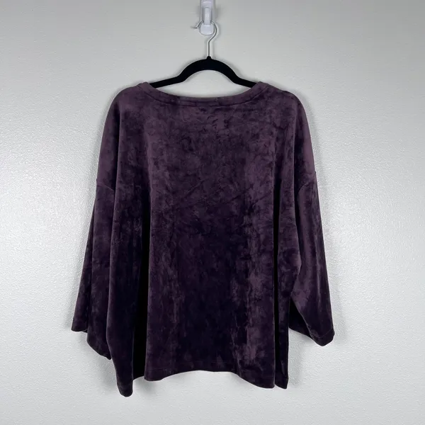 J Jill Women's Velvet 3/4 Sleeve Top‎ Purple Sz L - Image 7