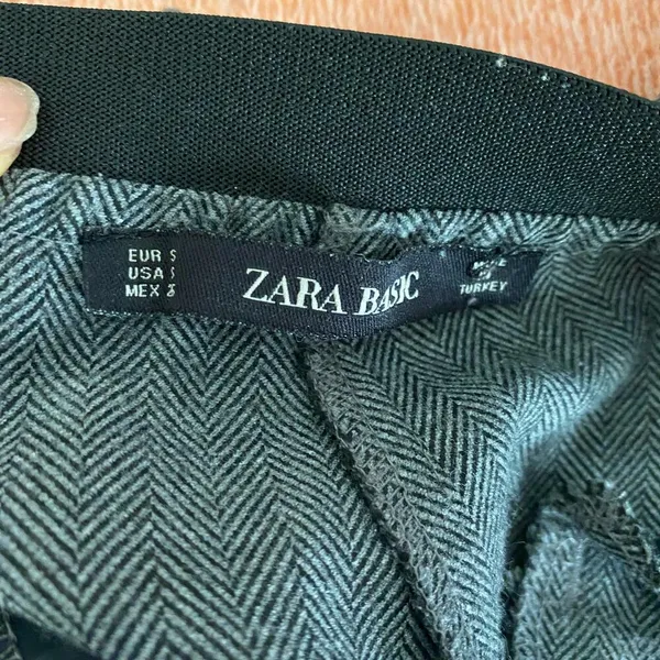 Zara‎ Cotton Herringbone Academia Office Siren Tapered Ankle Pants Small Gray - Image 8